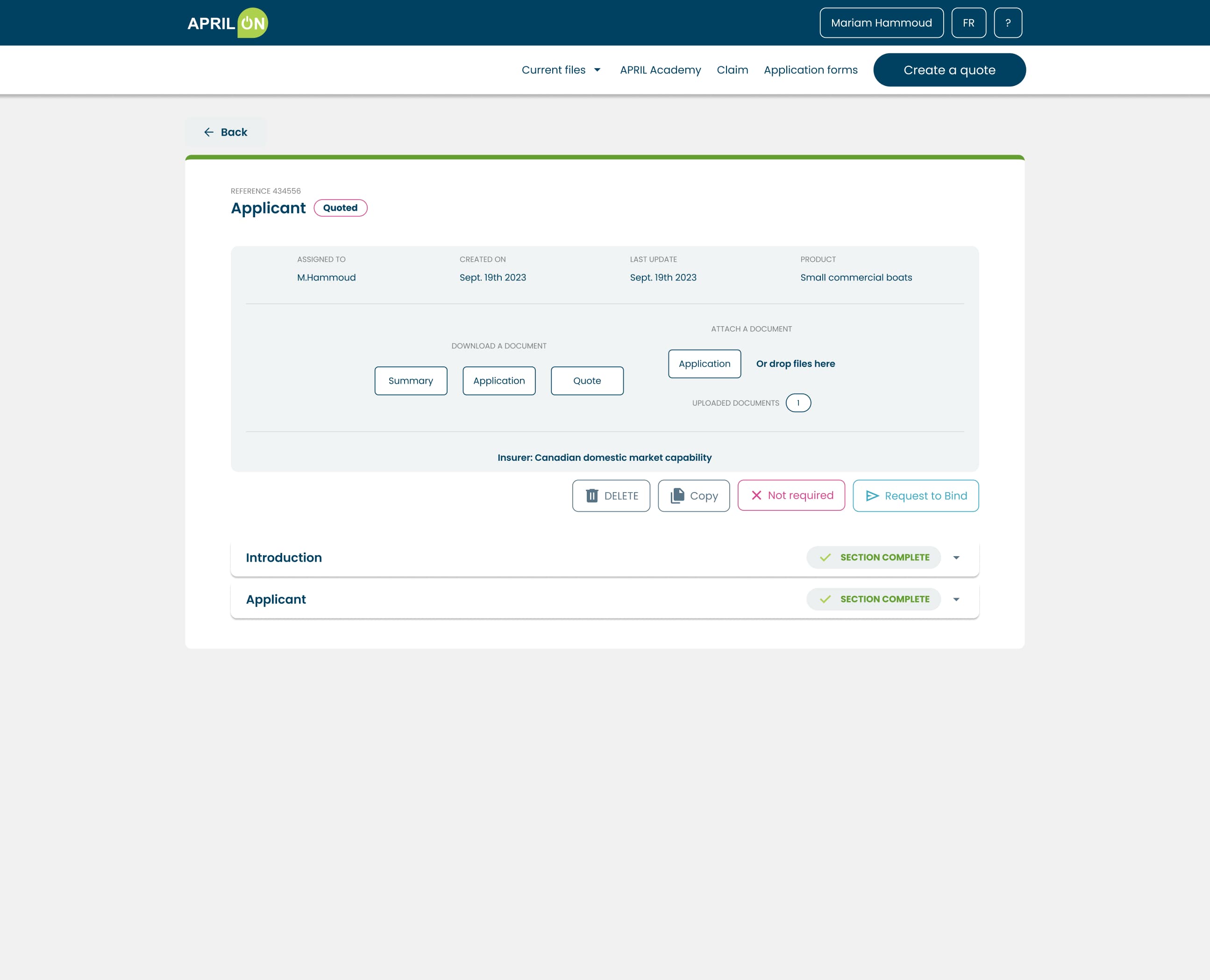 Quote details - Before